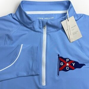 Peter Millar Sun Comfort 1/4 Zip Womens Large Blue Grosse Pointe Yacht Club Golf